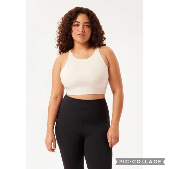 Girlfriend Collective Topanga Halter Sports Bra: Ivory - XL - Picture 7 of 8